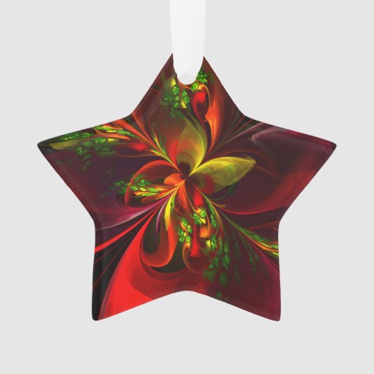 Modern rood groen bloemig Abstract kunstpatroon #0 Ornament (voorkant)