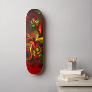 Modern rood groen bloemig Abstract kunstpatroon #0 Persoonlijk Skateboard