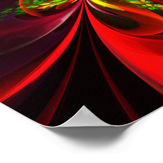 Modern rood groen bloemig Abstract kunstpatroon #0 Poster (Hoek)