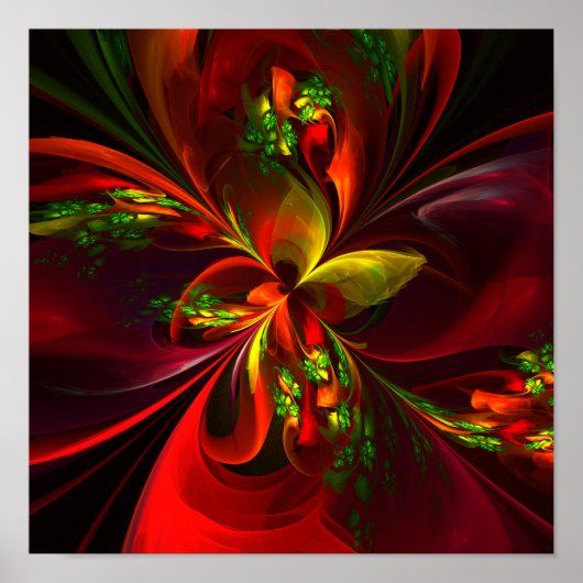 Modern rood groen bloemig Abstract kunstpatroon #0 Poster (Voorkant)