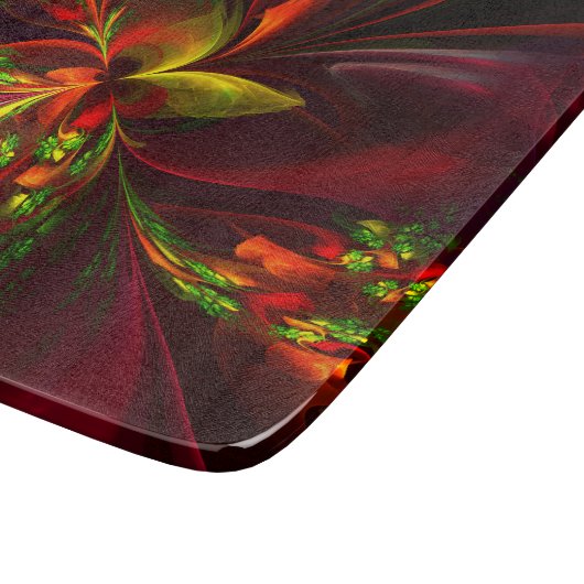 Modern rood groen bloemig Abstract kunstpatroon #0 Snijplank (Hoek)