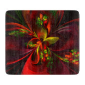 Modern rood groen bloemig Abstract kunstpatroon #0 Snijplank (Voorkant)