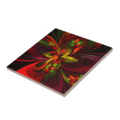 Modern rood groen bloemig Abstract kunstpatroon #0 Tegeltje (Zijkant)