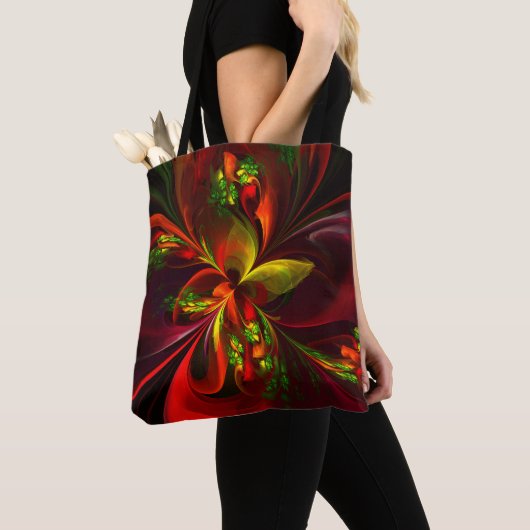 Modern rood groen bloemig Abstract kunstpatroon #0 Tote Bag (Dichtbij)