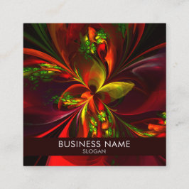 Modern rood groen bloemig Abstract kunstpatroon #0 Vierkante Visitekaartje