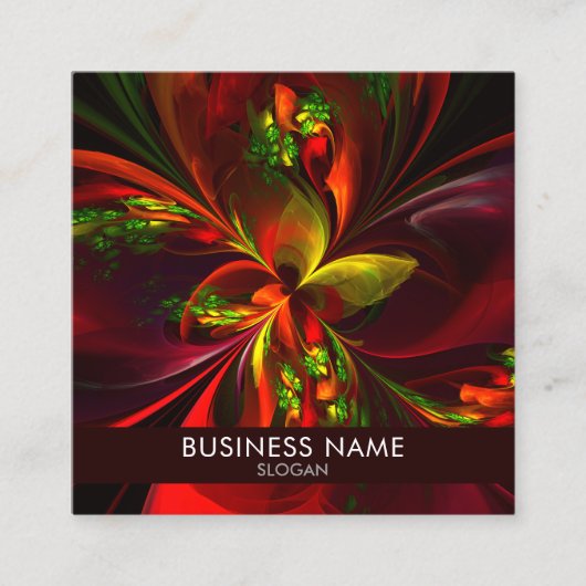 Modern rood groen bloemig Abstract kunstpatroon #0 Vierkante Visitekaartje (Voorkant)
