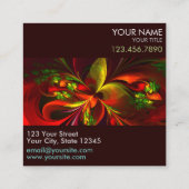 Modern rood groen bloemig Abstract kunstpatroon #0 Vierkante Visitekaartje (Achterkant)