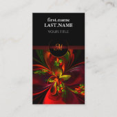 Modern rood groen bloemig Abstract kunstpatroon #0 Visitekaartje (Voorkant)