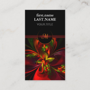 Modern rood groen bloemig Abstract kunstpatroon #0 Visitekaartje