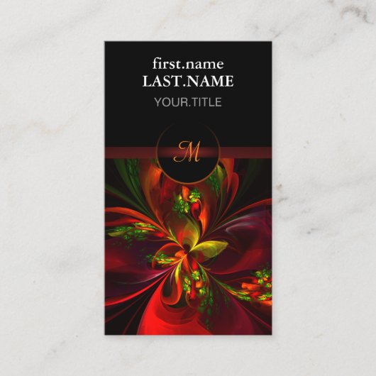 Modern rood groen bloemig Abstract kunstpatroon #0 Visitekaartje (Voorkant)