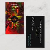 Modern rood groen bloemig Abstract kunstpatroon #0 Visitekaartje (Voorkant / Achterkant)