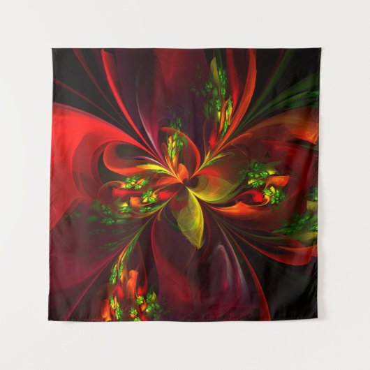 Modern rood groen bloemig Abstract kunstpatroon #0 Wandkleed (Voorkant (horizontaal))