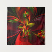 Modern rood groen bloemig Abstract kunstpatroon #0 Wandkleed (Voorkant)