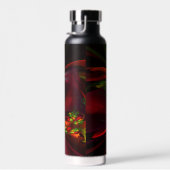 Modern rood groen bloemig Abstract kunstpatroon #0 Waterfles (Rechts)