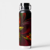 Modern rood groen bloemig Abstract kunstpatroon #0 Waterfles (Achterkant)