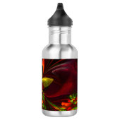 Modern rood groen bloemig Abstract kunstpatroon #0 Waterfles (Rechts)