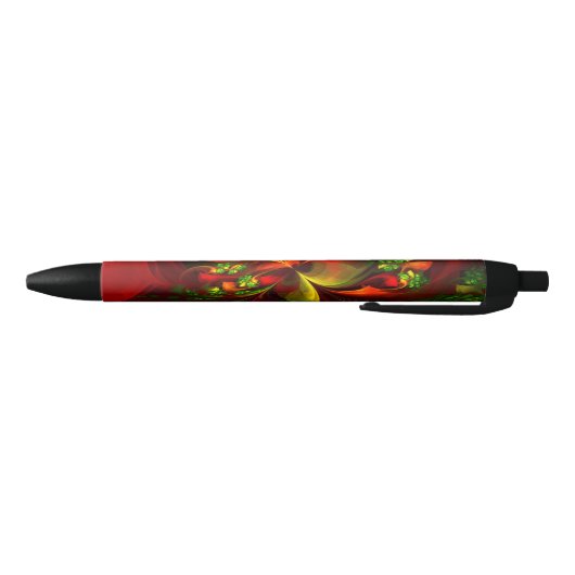 Modern rood groen bloemig Abstract kunstpatroon #0 Zwarte Inkt Pen (Bodem)