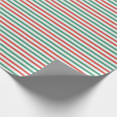 Modern Rood Groen en Wit Gestreepte Kerstmis Cadeaupapier (Hoek)