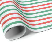 Modern Rood Groen en Wit Gestreepte Kerstmis Cadeaupapier (Rol Hoek)