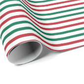 Modern Rood Groen en Wit Gestreepte Kerstmis Cadeaupapier (Rol Hoek)