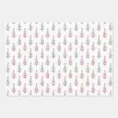 Modern rood groen en wit vrolijk kerstscript inpakpapier vel (Voorkant 3)