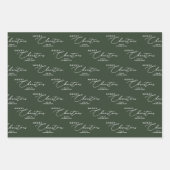 Modern rood groen en wit vrolijk kerstscript inpakpapier vel (Voorkant)