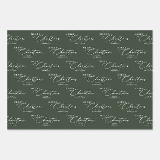 Modern rood groen en wit vrolijk kerstscript inpakpapier vel (Voorkant)