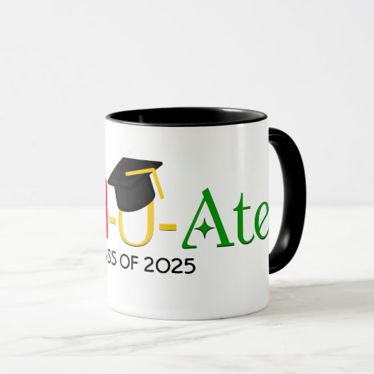 Modern Rood Groen Geel Afstuderen Mok (Voorkant rechts)