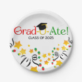 Modern Rood Groen Geel Afstuderen Papieren Bordje (Voorkant)