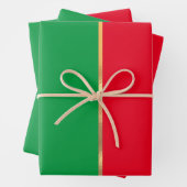 Modern Rood Groen & Gouden Lijn Kleurenblok Kerstm Inpakpapier Vel (In situ)