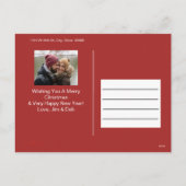 Modern Rood & Groen Jolly Holly 2 Foto Feestdagenkaart (Achterkant)