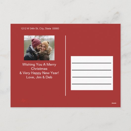 Modern Rood & Groen Jolly Holly 2 Foto Feestdagenkaart (Achterkant)