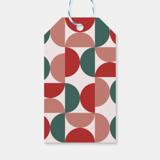 Modern rood & groen Kerst geometrisch patroon Cadeaulabel (Achterkant)