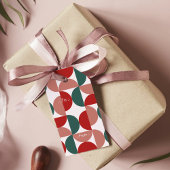 Modern rood & groen Kerst geometrisch patroon Cadeaulabel