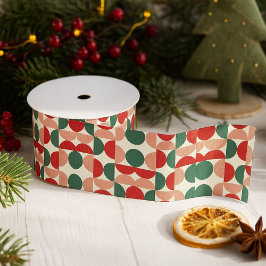Modern rood & groen Kerst geometrisch patroon Grosgrain Lint