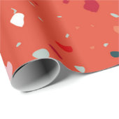 Modern Rood Groen Roze Abstract Terrazzo Patroon Cadeaupapier (Rol Hoek)