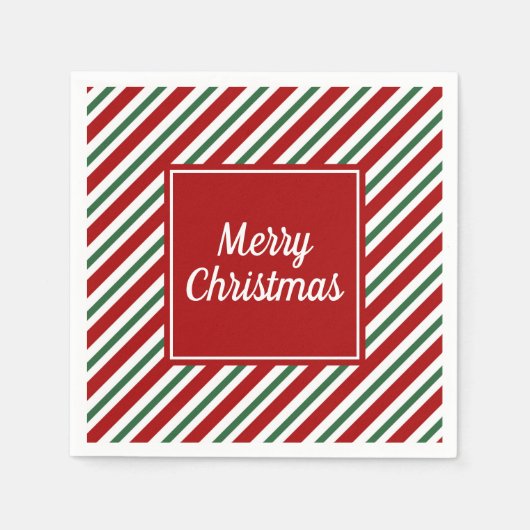 Modern rood groen vrolijk kerstfeest servet (Voorkant)