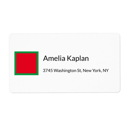 Modern Rood Groen Wit Minimalistisch Professioneel Etiket (Voorkant)