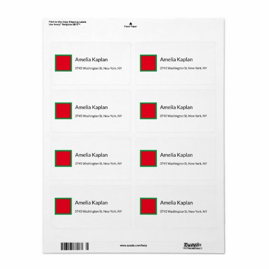 Modern Rood Groen Wit Minimalistisch Professioneel Etiket (Full Sheet)