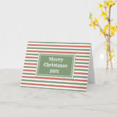 Modern rood groen zoon vrolijk kerstfeest kaart (Gele Bloem)