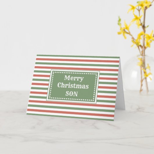 Modern rood groen zoon vrolijk kerstfeest kaart (Gele Bloem)