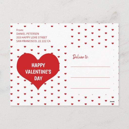 Modern rood hart Gelukkig Valentijnsdag liefde quo Feestdagenkaart (Achterkant)