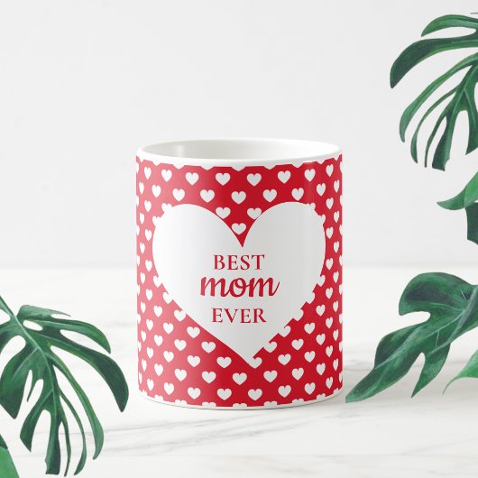 Modern rood hart patroon beste mama ooit koffiemok