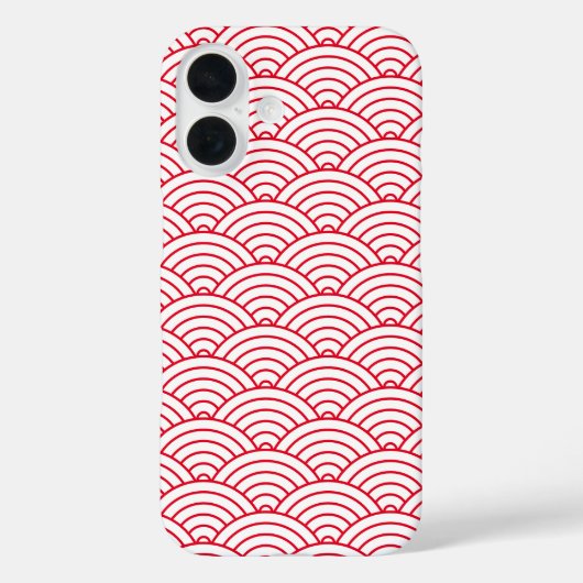 Modern rood Japans golven geometrisch patroon Case-Mate iPhone Case (Achterkant)