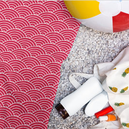 Modern rood Japans golven geometrisch patroon Strandlaken