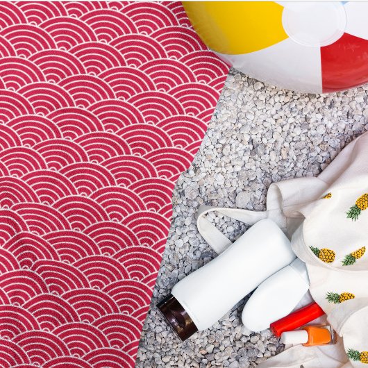 Modern rood Japans golven geometrisch patroon Strandlaken