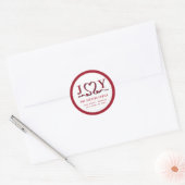 Modern rood JOY lint hart Ronde Sticker (Envelop)