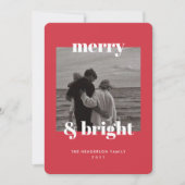 Modern Rood Kerst Vrolijk & Heldere Kaart (Voorkant)