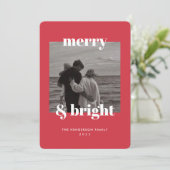 Modern Rood Kerst Vrolijk & Heldere Kaart (Staand voorkant)