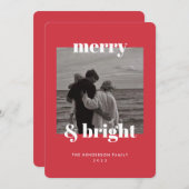 Modern Rood Kerst Vrolijk & Heldere Kaart (Voorkant / Achterkant)